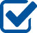 Blue icon with checkmark inside of a square